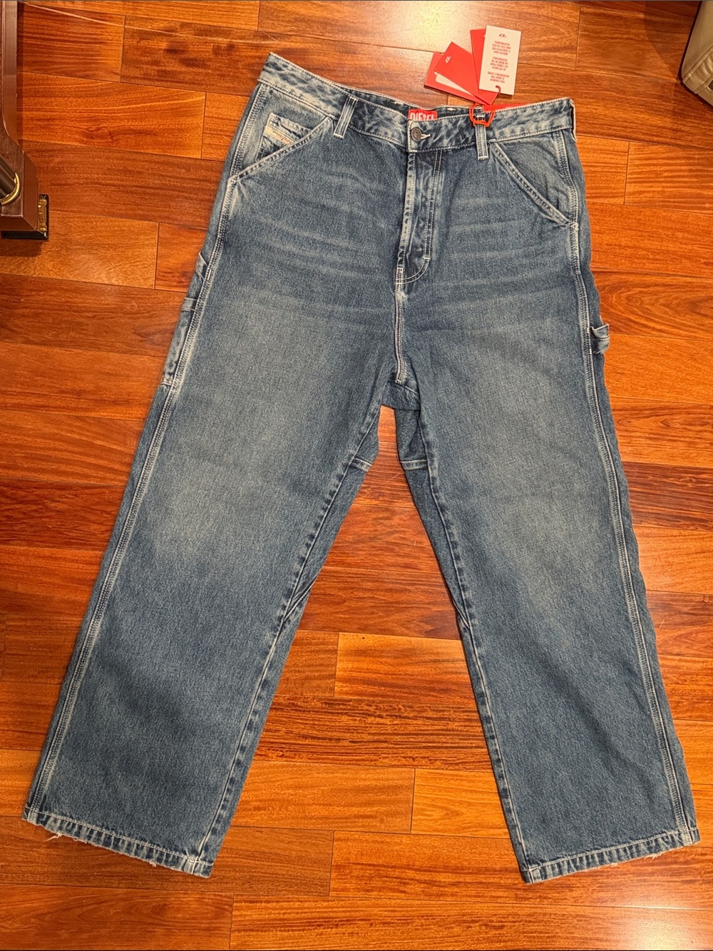 Diesel Men's Light Wash Blue Relaxed Carpenter Jeans